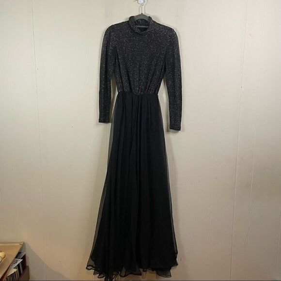 Vintage 60’s Jack Bryan Metallic High Neck Maxi Dress - Picture 1 of 9